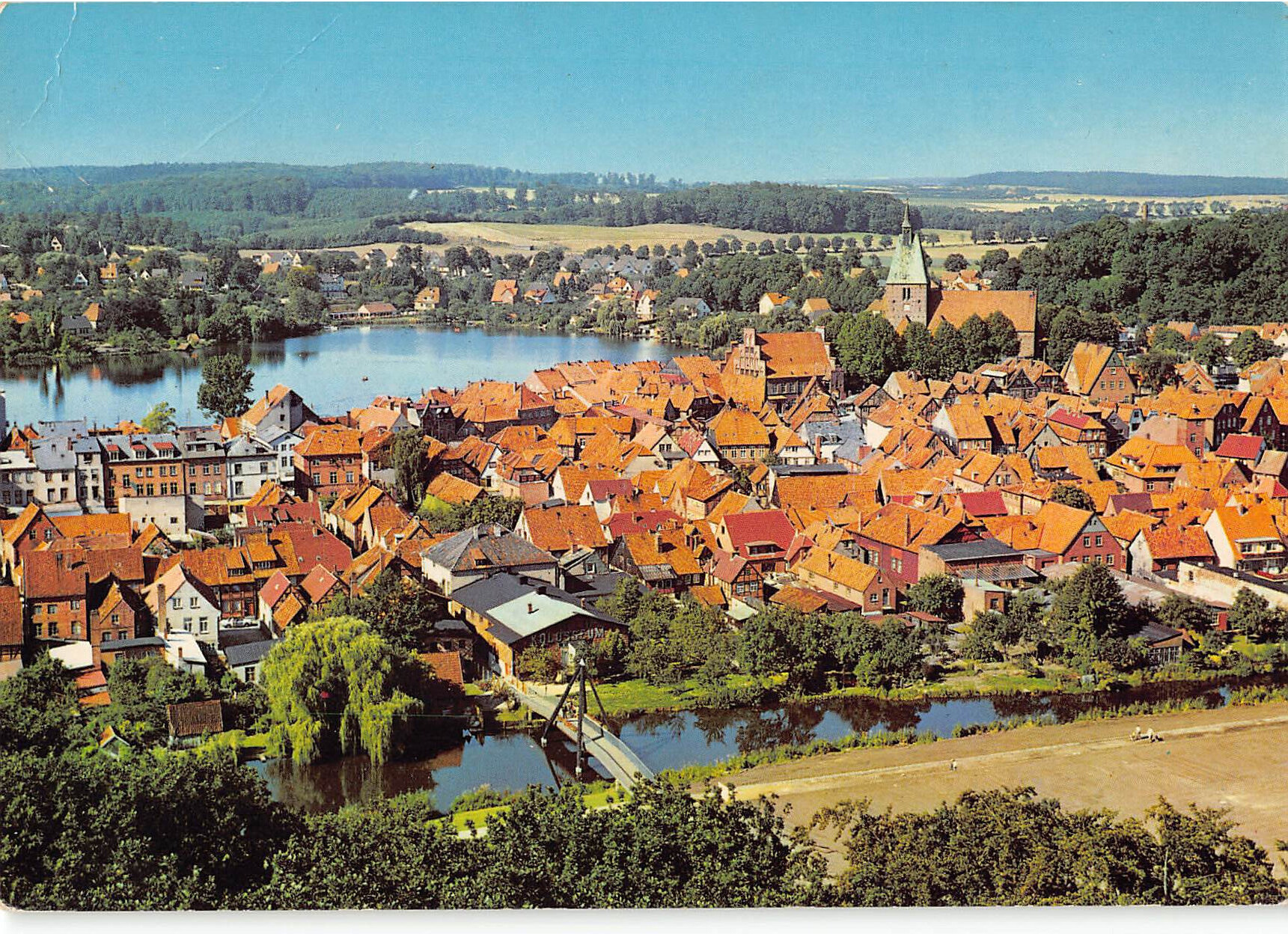 Mölln – Luftbild Altstadt Kneippkurort, Schleswig-Holstein, 1970er Jahre