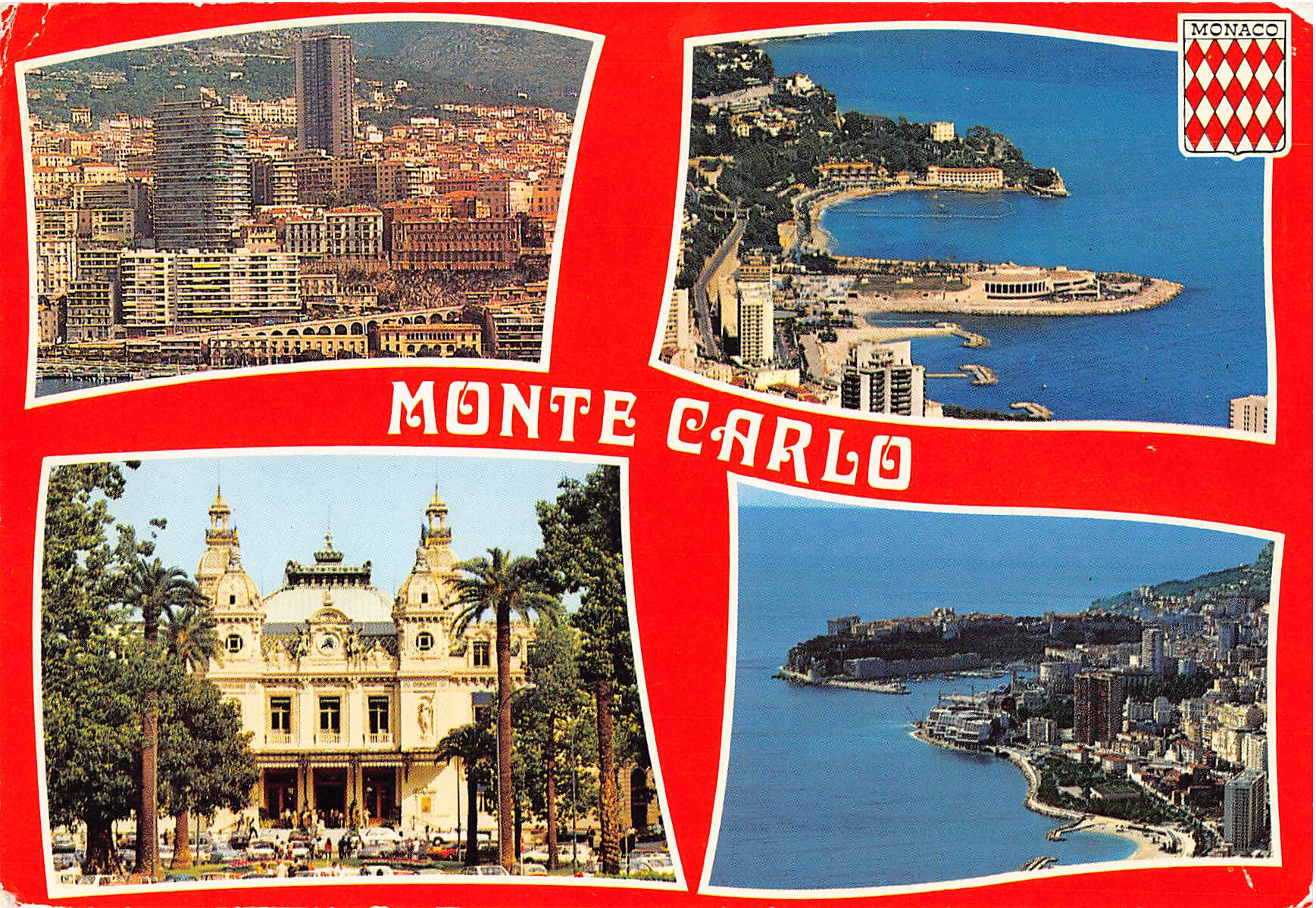 Monte Carlo Monaco Mehrbildkarte – Casino, Hafen, Stadtpanorama 1970er