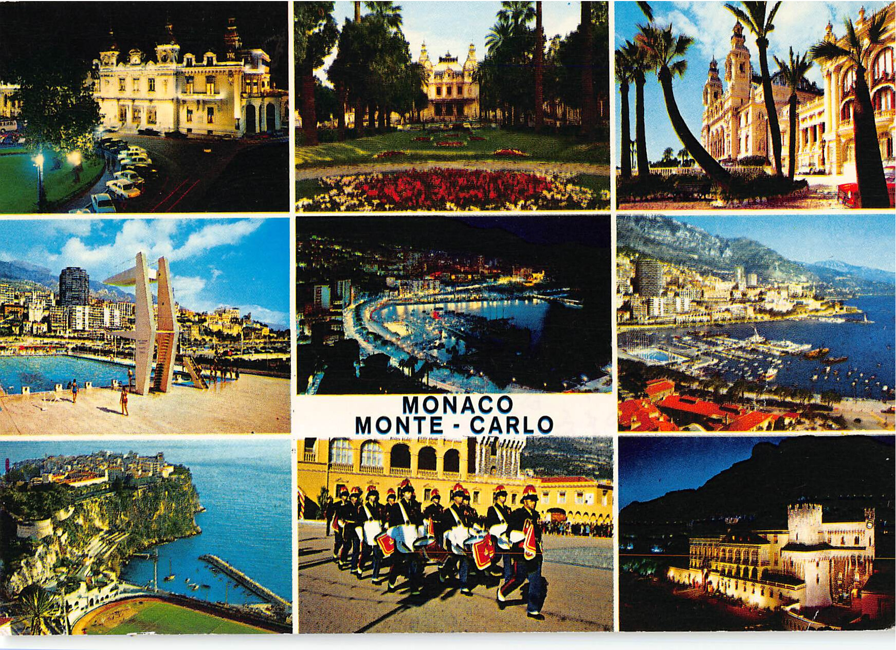 Monaco Monte-Carlo Mehrbildkarte – Kasino, Hafen, Palast, 1970er Jahre