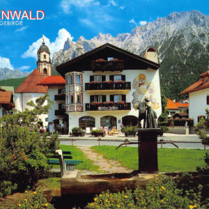 Mittenwald Karwendelgebirge – Ortszentrum mit Kirche, 1990er Jahre
