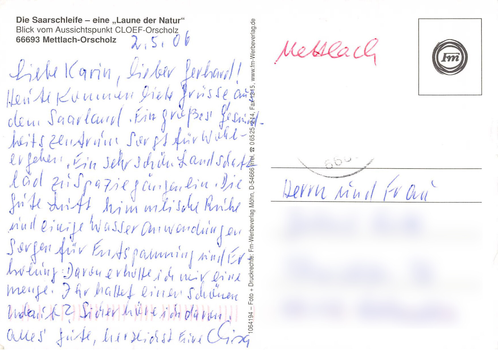 Saarschleife Mettlach-Orscholz – Luftbild Postkarte 2000er Jahre – Bild 2